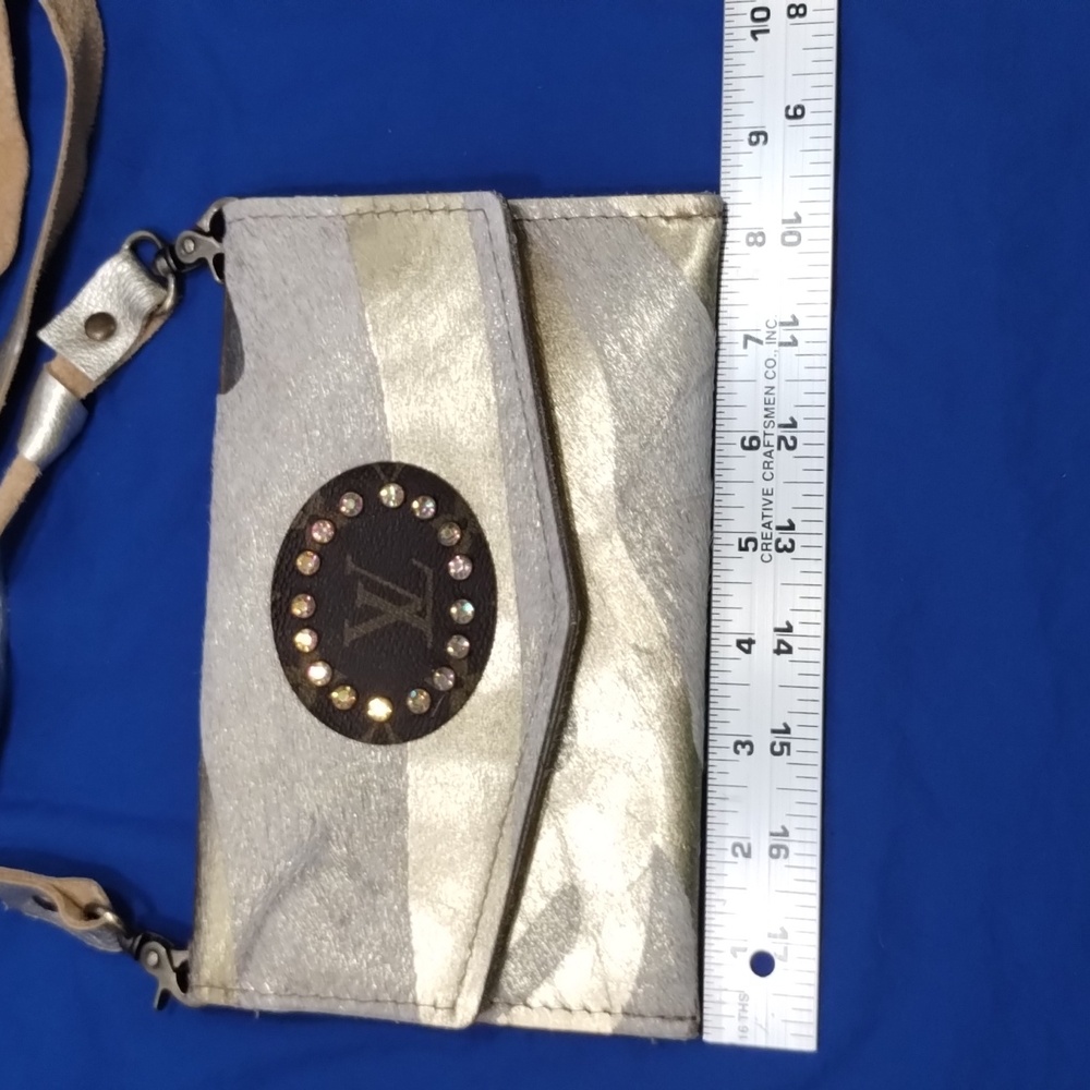 Keep it Gypsy metallic cowhide purse with Louis Vuitton detail on front - Picture 13 of 15